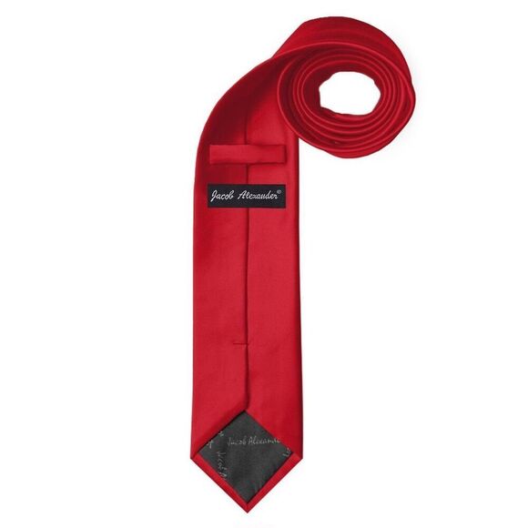 Jacob Anderson Solid Tie - Red Size One Size - Picture 3 of 7